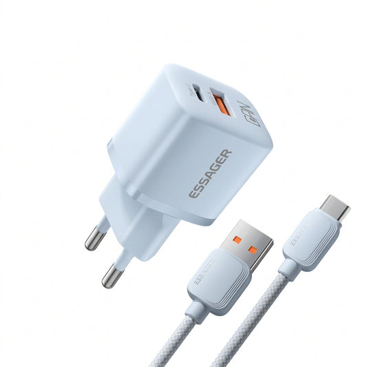 Cargador ESSAGER GaN 20W + Cable USB-A a Tipo-C 7A Incluido