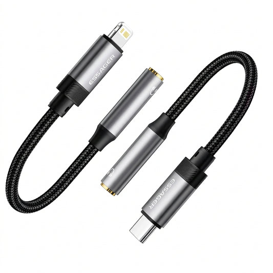Adaptador ESSAGER USB-C y LightningJack 3,5 mm (Android y iPhone)