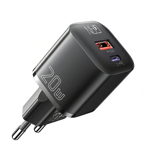 Cargador ESSAGER GaN Carga Rápida 20W Doble Puerto (USB-A + Tipo-C)