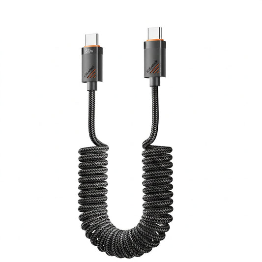 Cable Espiral ESSAGER USB-C a USB-C 60W para Auto