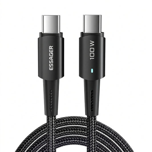 Cable de Carga Rápida ESSAGER USB-C a USB-C 100W Metálico 1 m