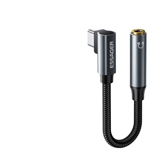 Adaptador de Audio ESSAGER Tipo-C a Jack 3,5 mm en Forma de L (ES-YP28)