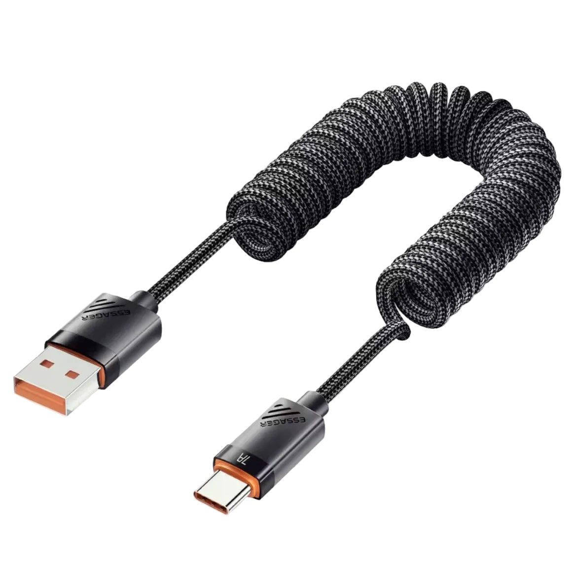 Cable Espiral ESSAGER USB-A a USB-C 100W para Auto