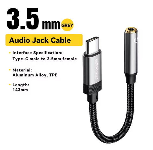 Adaptador ESSAGER USB-C y LightningJack 3,5 mm (Android y iPhone)