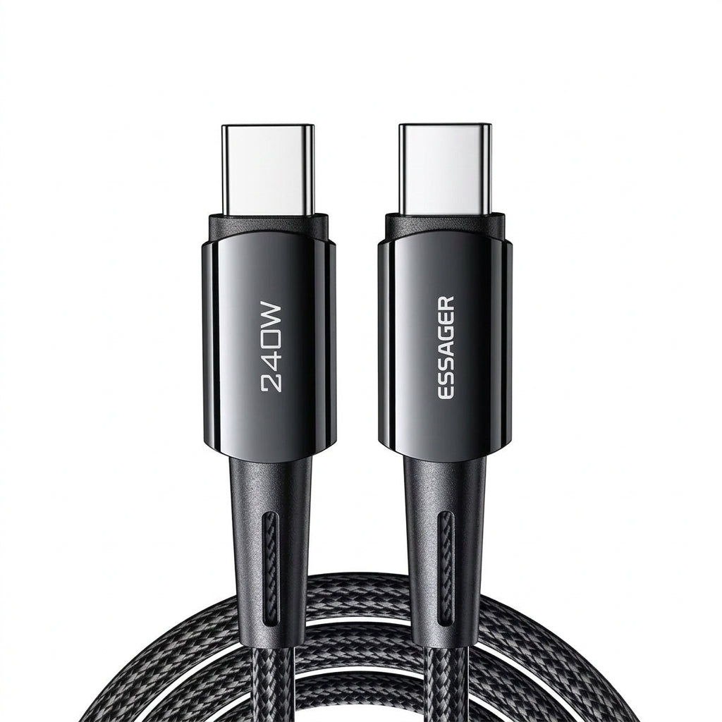 Cable ESSAGER USB-C a USB-C 240W 2 m | Carga Súper Rápida para iPhone, MacBook, iPad y Notebook
