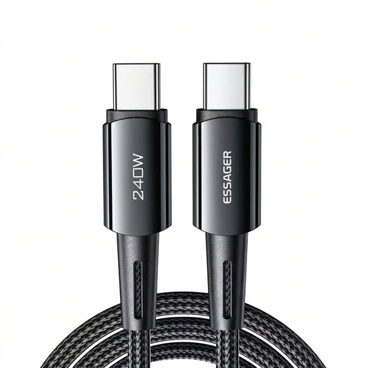 Cable ESSAGER USB-C a USB-C 240W 2 m | Carga Súper Rápida para iPhone, MacBook, iPad y Notebook