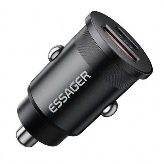 Cargador de Auto ESSAGER 45W USB-C PD + USB-A | Carga Rápida Doble Puerto