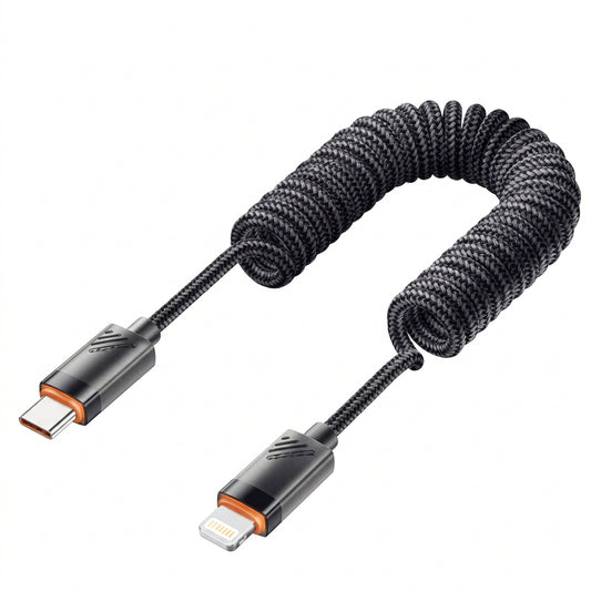 Cable Espiral ESSAGER USB-C a Lightning PD 29W para Auto