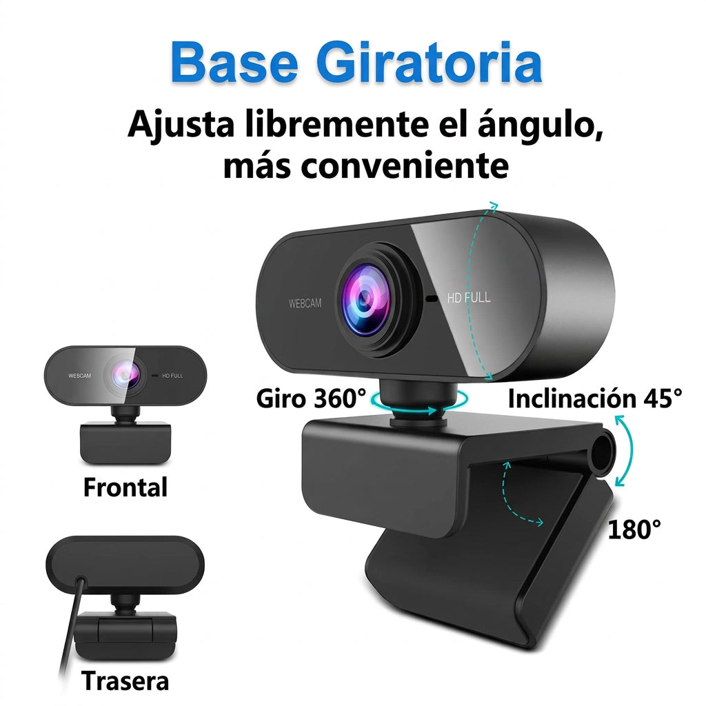 Webcam Full HD 1080p con Micrófono Incorporado, Negra