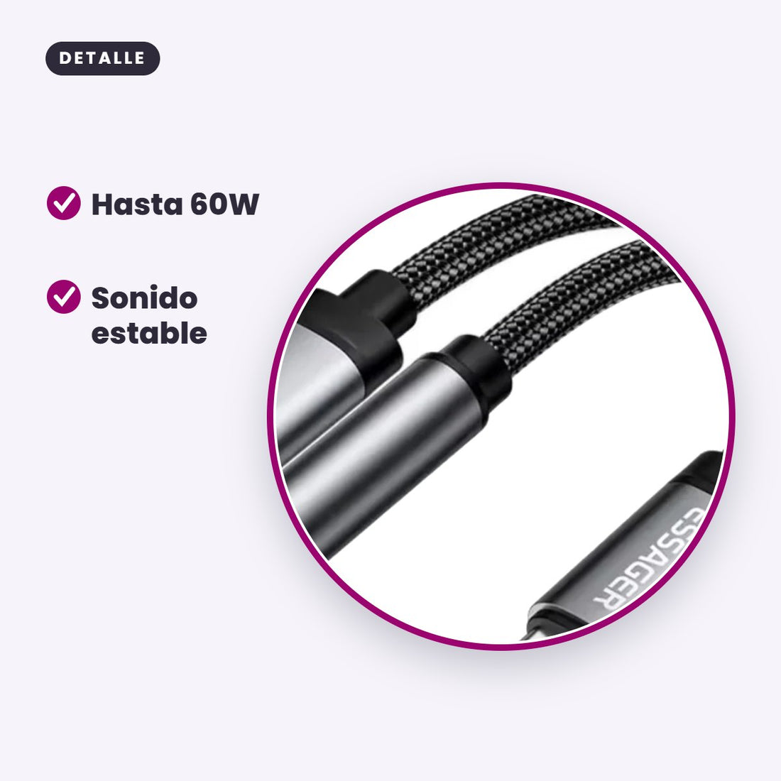 Adaptador ESSAGER USB-C 2 en 1: Audio 3,5 mm + Carga Rápida 60W