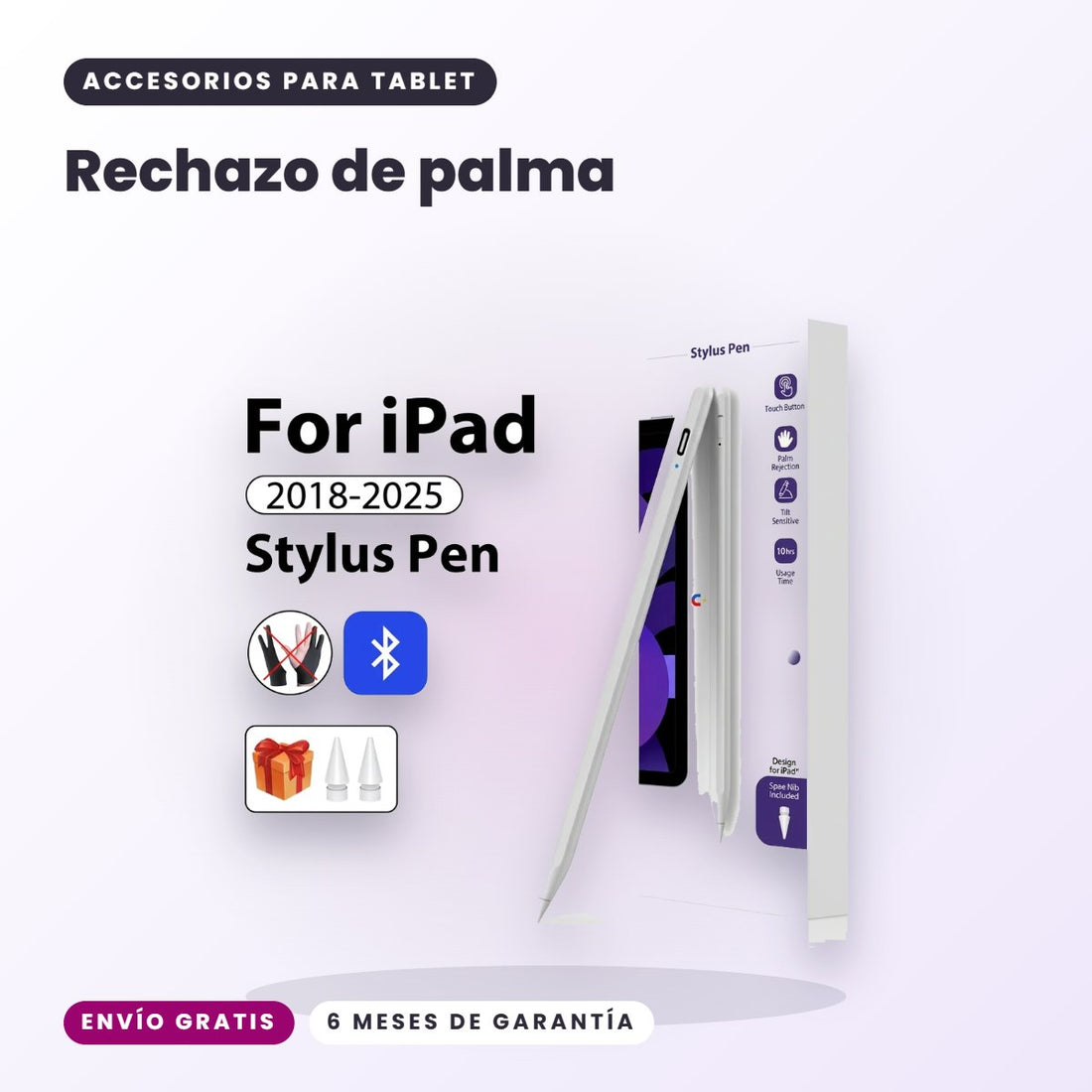 Lápiz Stylus para iPad 2018–2025 con Rechazo de Palma