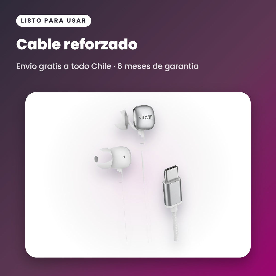 Audífonos VIDVIE Tipo-C In-Ear con Micrófono y Sonido Potente