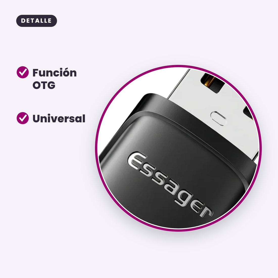 Adaptador ESSAGER USB-A 3.0 (macho) a USB-C (hembra)