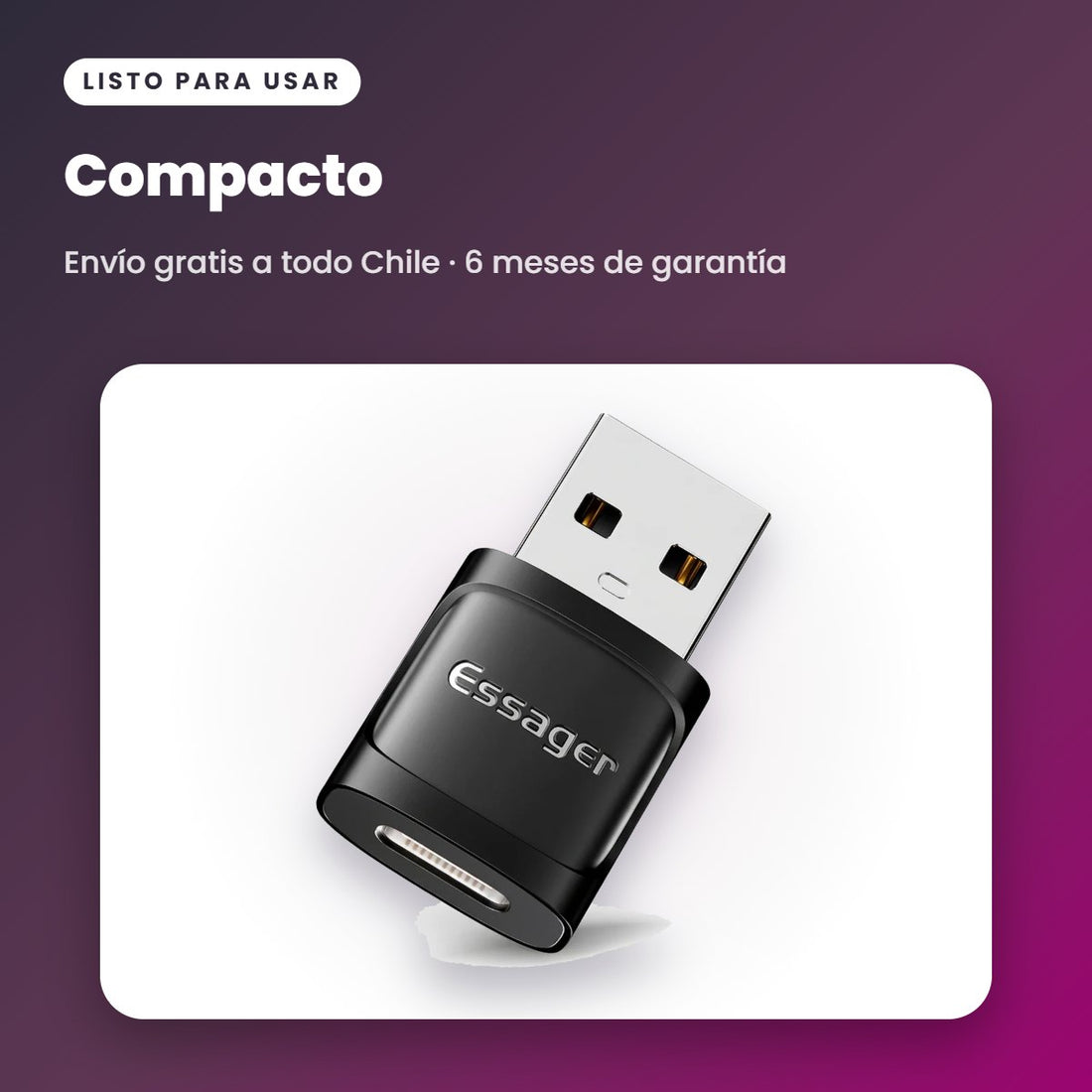 Adaptador ESSAGER USB-A 3.0 (macho) a USB-C (hembra)