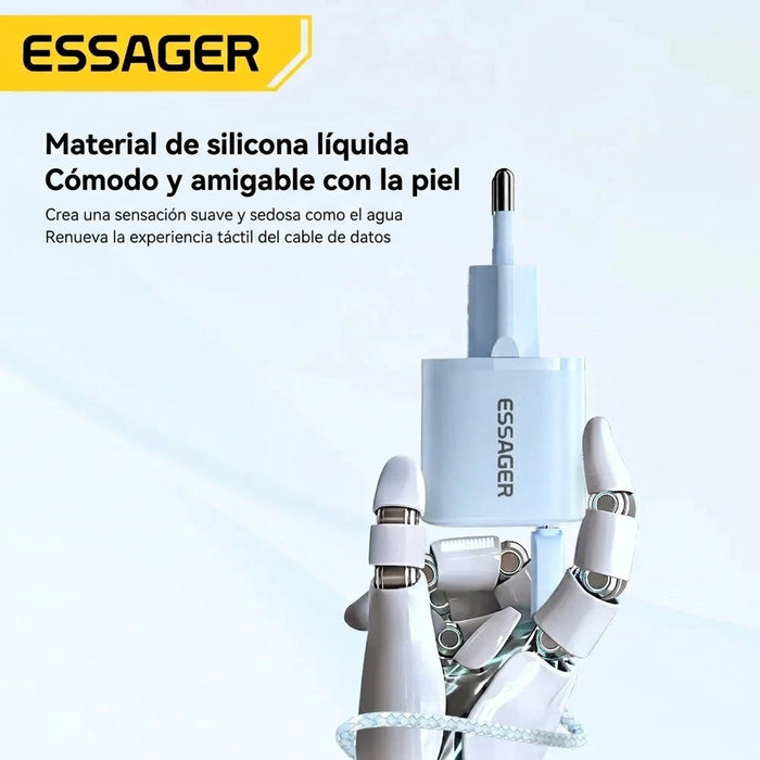 Cargador ESSAGER GaN 20W + Cable USB-A a Tipo-C 7A Incluido
